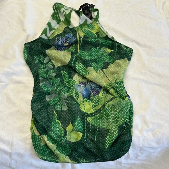 Floral Green Reversible Halter Top - Picture 1 of 4